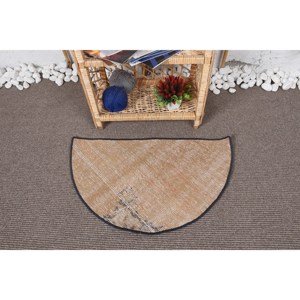Tapis moderne en laine marron abstrait fait à la main Patchwork Jute Rectangle couloir Design pour entrée salon 2.5 X 1.5ft pour adolescents - Product Image 1