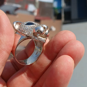 3.00Ct Round Cut Real <b>Moissanite</b> Panther <b>Ring</b> Elegant 925 Silver & 14K White Gold Plated Unique Shape <b>Moissanite</b> <b>Ring</b> - Product Image 5