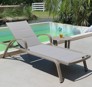 Chaise longue de <span class=keywords><strong>piscine</strong></span> moderne en aluminium de qualité supérieure avec accoudoirs, meubles d'extérieur confortables et durables pour jardin, salle à manger, hôtels - Product Image 5
