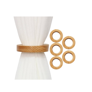 2 Pcs <b>Wood</b> Carved Curtain Tieback Curtain Holdback with Hooks for Window Draperies Bedroom 2 Stick Small Size - Product Image 2