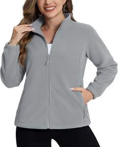 Chaqueta de lana ligera de talla grande para mujer para invierno, senderismo, cierre de cremallera, bolsillos, transpirable, cálido, relleno de algodón, patrón estampado - Product Image 1