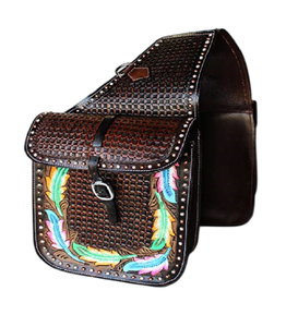 Bolsas de sillín de salto ecuestre de cuero genuino de alta calidad, ropa de equitación occidental mecanizada a mano para caballos - Product Image 1