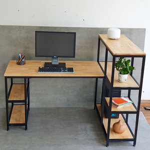 Portable <b>Simple</b> Design Computer <b>Desk</b> with Integrated Shelving Unit Foldable Bookshelf for Office Use Printer Storage-COD68053 - Product Image 4