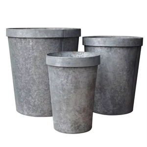 Grey Harvest Traditional Texture Galvanized <b>Basket</b> For Home <b>Garden</b> Decorative Use Floor Planter In Galvanized Metal - Product Image 1