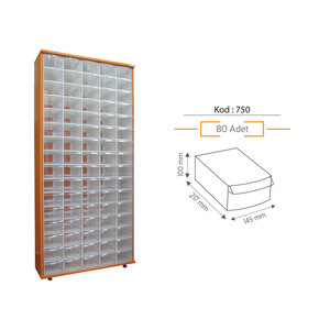AD 750-80 Armoire à tiroirs tournants en plastique avec 80 boîtes de rangement pour la maison ou le bureau Tiroirs et chariots de rangement en plastique - Product Image 2
