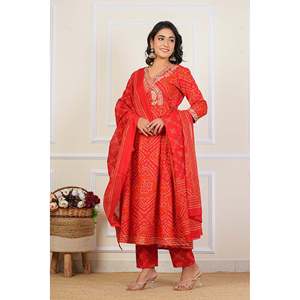 Cotton Embroidered <b>Chikankari</b> <b>Kurta</b> Set 3-Piece Indian Pakistani Style Salwar Kameez Reyon Silk Fabric Heavy Party Wear Suit - Product Image 4