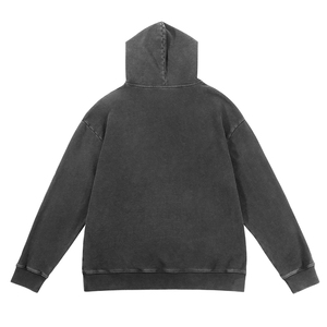 Faible quantité minimale de commande personnalisé logo blanc hoodies pull hommes 100% coton noir lavage à l'acide sweat à capuche oversize vintage lavé à capuche hommes et femmes - Product Image 3