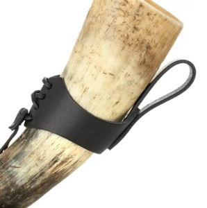 Cuerno para beber vikingo hecho a mano con soporte de cuero hecho de cuerno natural Ideal para cerveza, hidromiel o cerveza, perfecto para exhibir regalos - Product Image 6