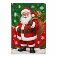 Drapeau de Noël personnalisé 3x5 pieds, double face, 100% polyester, motif Père Noël avec œillets, pour extérieur, vente en gros