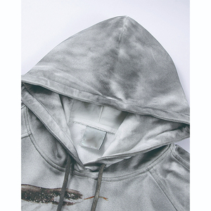 High Quality Customized Drop Shoulder Fleece Cotton Rhinestone Sweatshirt Diamond Distressed Zip up Vintage Man Hoodie - Product Image 4