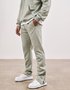 Nouvelle conception 100% coton survêtement empilé pantalon de survêtement évasé et ensemble de sweat à capuche à épaules tombantes - Product Image 5