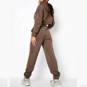 Women Soft Cropped <b>Lounge</b> Tracksuit For Comfort Women Modern Cropped Sports Tracksuit <b>Set</b> - Product Image 5