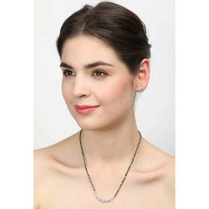 Compre un Conjunto de Mangalsutra de Plata Pura, Joyería Fina con Diamante de Corte Esmeralda Chapado en Oro, para Regalo de Boda o Fiesta para Esposa - Product Image 6