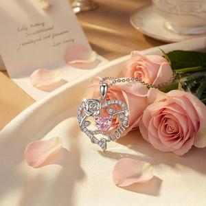 จี้รูปหัวใจ Jeulia Rose สำหรับคุณแม่ ทำจากเงินแท้ ของขวัญสำหรับชาวคริสต์ - Product Image 3