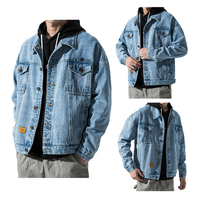 Erkek Denim Jean ceket Trendy moda yırtık tarzı erkek Streetwear ceket kovboy ceket yüksek kalite dayanıklı giyim toptan
