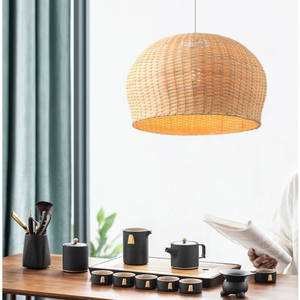 Plafonnier en bambou avec structure en bambou artisanale, forme stable et éclairage d'ambiance chaleureux - Product Image 3