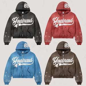 Sudadera con capucha de invierno a granel en blanco liso Sudaderas con capucha personalizadas de estilo callejero de buena calidad de alta calidad para hombres con bordado desgastado - Product Image 2