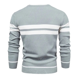 Sweatshirts pour hommes en coton mélangé fabriqués en usine, à rayures, col rond, fond droit, impression DTG personnalisée, vêtements d'extérieur d'hiver - Product Image 2