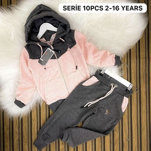 Ensemble de survêtement 2 pièces pour enfants, couleur personnalisée, effet délavé vintage, en velours, col en V, coupe décontractée, bas élastique, unisexe, été - Product Image 6