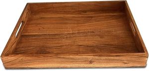 Plateau de service en bois naturel fait à la main avec poignée découpée Cuisine élégante décorative pour la maison - Product Image 3