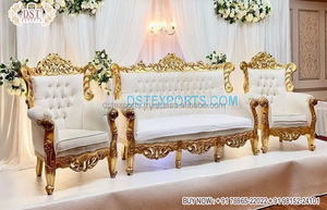 Ensemble de canapé en bois sculpté lourd pour les étapes de mariage asiatique fabricant d'ensemble de canapé en bois pour la scène de mariage - Product Image 6
