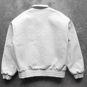 Chaqueta de moto de alta calidad a la moda al por mayor OEM para hombre chaqueta de cuero blanca con logotipo personalizado de fabricante para hombre - Product Image 4