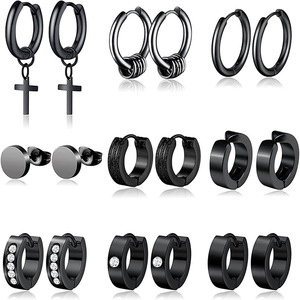 Ensemble de boucles d'oreilles créoles tendance en <span class=keywords><strong>acier</strong></span> <span class=keywords><strong>inoxydable</strong></span>, style punk, manchette d'oreille pour hommes et femmes - Product Image 2