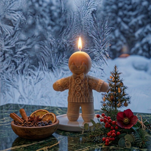 Bougie en forme d'homme en pain d'épices, bougie parfumée en cire de soja, bougies décoratives en forme de Noël, bougie pilier décorative, décoration d'intérieur, étiquette privée, couleur personnalisée - Product Image 2