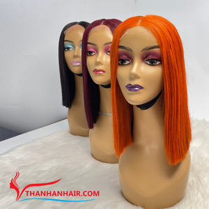 Peluca Bob Liso Extremo de Cabello Humano Teñido, Parte Media, Súper Doble Trama, Sedoso y Suave, 8-12 Pulgadas - ¡Venta Caliente! - Product Image 1