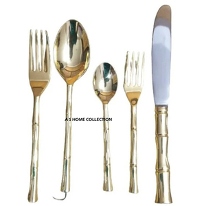 Ensemble de couverts en acier plaqué or de qualité supérieure, faits à la main, décoratifs, à long manche, pour la maison et la cuisine - Product Image 5