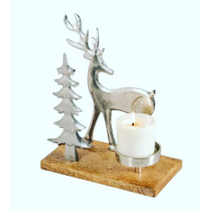 Vente en gros de bougeoirs faits à la main en argent sur socle en bois de manguier table décorative de Noël pour la décoration intérieure et les cadeaux - Product Image 3