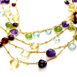 Party Wear 925 Sterling Silver Chapado en oro Chunky Charm Multi Cut Stone Wedding Wear Collar de cadena larga - Product Image 2