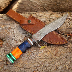 Cuchillo de Caza de Hoja Fija Premium, Acero de Damasco, Mango de Madera, OEM, para Campamento y Supervivencia al Aire Libre, Punta de Caída, Borde Recto - Product Image 6