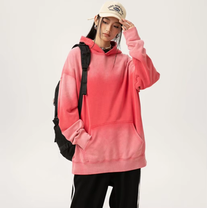 2025 femmes surdimensionné lavage à l'acide à capuche Vintage sweat lourd français Terry Streetwear sweats à capuche à la mode - Product Image 1