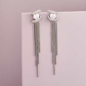 Floral Tassel Drop Earrings for Party Made of Zinc Alloy 192680 - Product Image 4