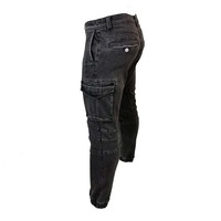 Pantalon de jogging en denim vintage pour homme, 100 % coton tricoté, taille haute, coupe droite, couleur unie foncée, léger et de haute qualité