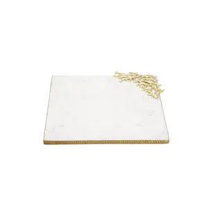 Plateau de service en marbre blanc Nouveaux derniers plateaux de table Plateau de service de haute qualité Nouveau look Design moderne Plateau en marbre durable - Product Image 3