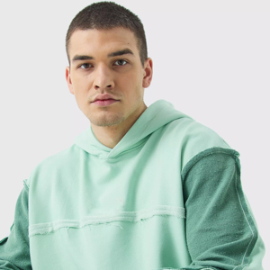 <b>Tech</b> Fleece Thermal Mens Hoodie High Quality Baggy Design with Distressed Raw Edges for Winter Season - Product Image 3