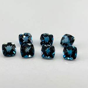 Natural London Blue Topaz 8mm <b>Cushion</b> Checker Top Gemstone, Perfect for Jewelry Making - Product Image 1