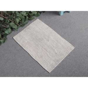 Tapis turc vintage 1,4 x 2,1 pieds, petit tapis, tapis gris uni - Product Image 1
