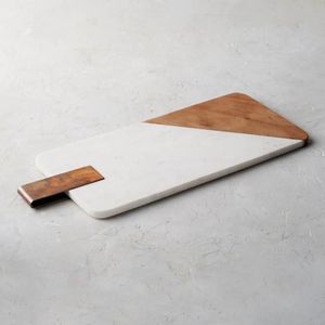 Planche à découper en marbre Passe au lave-vaisselle Ligne en laiton Pierre grise Blocs à découper de forme carrée Accessoires de cuisine - Product Image 2