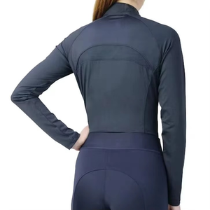 Chất Lượng Cao Trang Phục Nữ Cưỡi Ngựa Cơ Sở Lớp Skinny Phù Hợp Với Thể Thao Dài Tay Áo 1/4 Zip up Cưỡi Ngựa Cơ Sở Lớp Chạy Quần Áo - Product Image 4