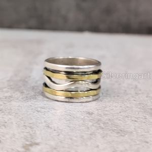 Anillo de meditación con banda giratoria, anillo de pulgar de Plata de Ley 925 para mujer, joyería hecha a mano, anillo giratorio para hombre con ansiedad navideña - Product Image 3