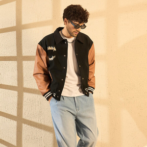 Your Own New Arrival Product <b>With</b> Embroidery Contrast Color Leather Long Sleeve College Baseball Varsity <b>Jackets</b> For Wholesale - Product Image 6