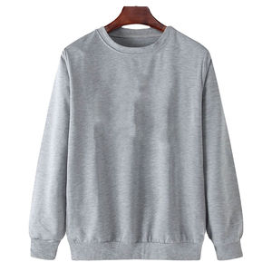 Pull-over personnalisé OEM teint uni Basics en coton mélangé vierge col rond en coton personnalisé unisexe col rond sweat-shirt gris pour unisexe - Product Image 1