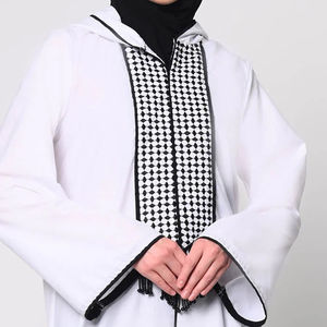 Dames en gros modeste musulman Abaya classique style ouvert perles embellissements lavande Aura couleur unie simple élément de mode - Product Image 5