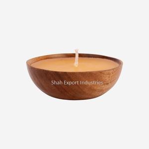 Round <b>Shape</b> Wooden <b>Candle</b> Bowl Natural Color for Home and Wedding Tabletop Lights Decoration Handmade <b>Candle</b> Bowl - Product Image 6