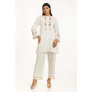 ชุดเซ็ตผู้หญิงสีขาวนวล ปักลายด็อบบี้ สไตล์โบฮีเมียน ชุดสองชิ้น แขนสามส่วน ไซส์ XS ความยาวระดับเข่า สำหรับฤดูใบไม้ผลิ/ฤดูร้อน - Product Image 6