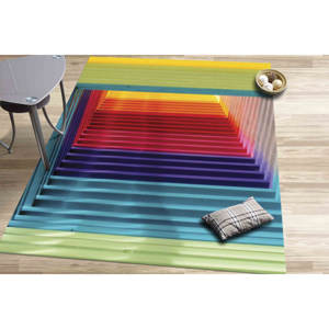 Alfombra con Estampado Hipnótico: Ilusión Óptica, Fácil de Limpiar, Efecto 3D Colorido, Alfombra de Terciopelo - Product Image 3