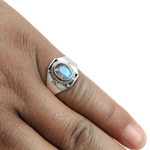 Natural Labradorite Gemstone 925 Solid Sterling <b>Silver</b> Ethnic Semiprecious Fine Jewelry <b>Wedding</b> <b>Rings</b> for Women & <b>Men</b> Gifts OEM - Product Image 3
